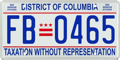 DC license plate FB0465