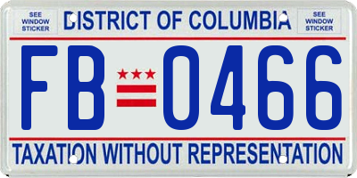 DC license plate FB0466