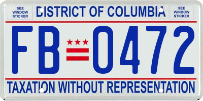 DC license plate FB0472