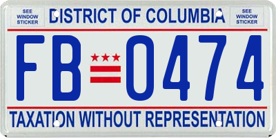 DC license plate FB0474