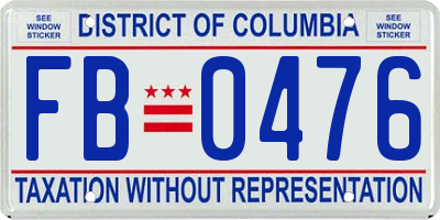 DC license plate FB0476