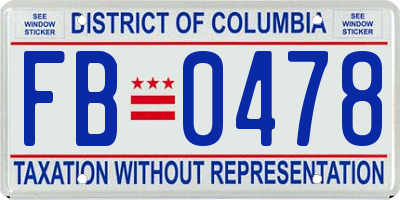 DC license plate FB0478