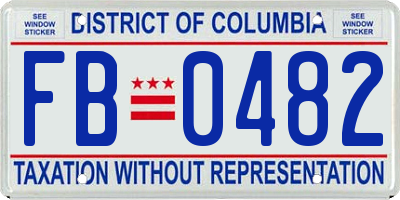 DC license plate FB0482