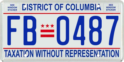 DC license plate FB0487