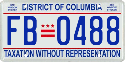 DC license plate FB0488