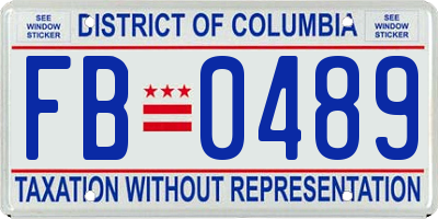 DC license plate FB0489