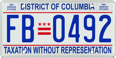 DC license plate FB0492