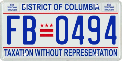 DC license plate FB0494