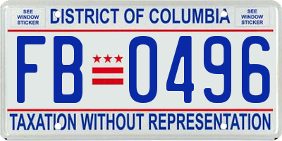 DC license plate FB0496