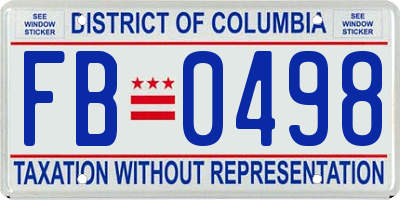 DC license plate FB0498