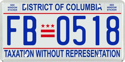 DC license plate FB0518