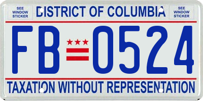 DC license plate FB0524