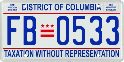 DC license plate FB0533