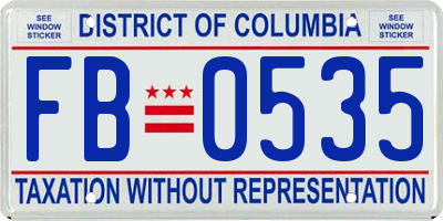 DC license plate FB0535