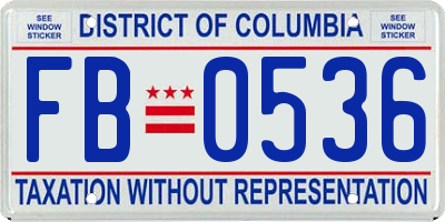 DC license plate FB0536