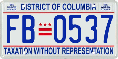 DC license plate FB0537