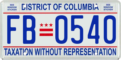 DC license plate FB0540