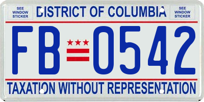 DC license plate FB0542