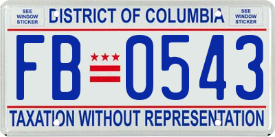 DC license plate FB0543