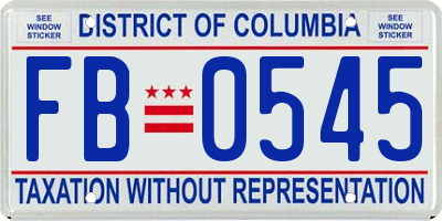 DC license plate FB0545