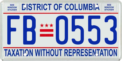 DC license plate FB0553