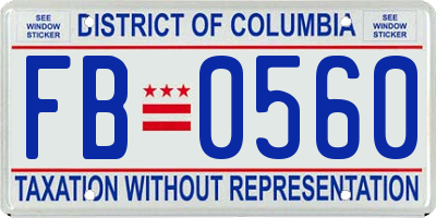 DC license plate FB0560