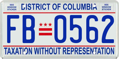 DC license plate FB0562