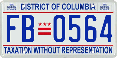 DC license plate FB0564