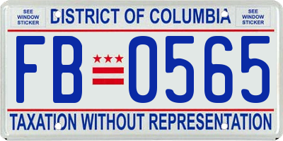 DC license plate FB0565