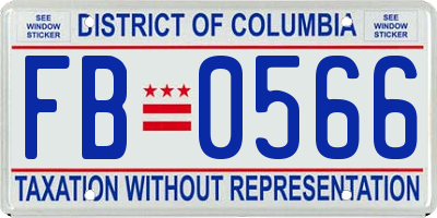 DC license plate FB0566