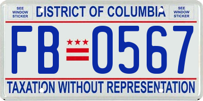 DC license plate FB0567