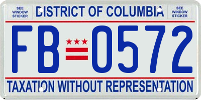 DC license plate FB0572