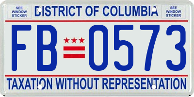 DC license plate FB0573