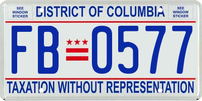 DC license plate FB0577