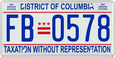 DC license plate FB0578