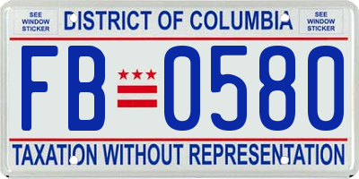 DC license plate FB0580