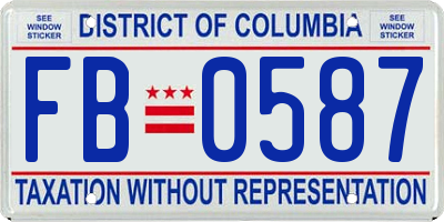 DC license plate FB0587