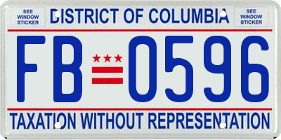 DC license plate FB0596