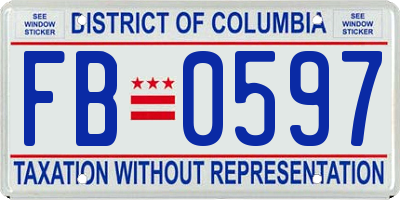 DC license plate FB0597