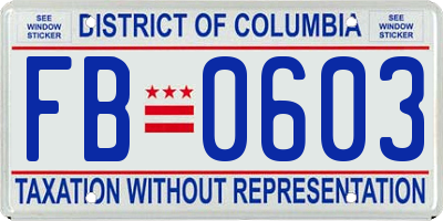 DC license plate FB0603