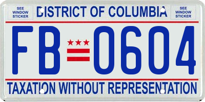 DC license plate FB0604