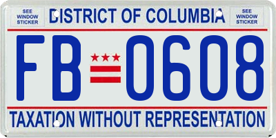 DC license plate FB0608