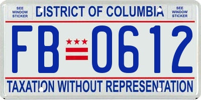 DC license plate FB0612