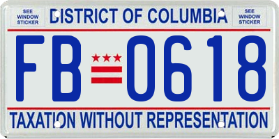 DC license plate FB0618