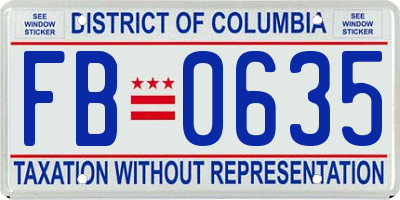 DC license plate FB0635