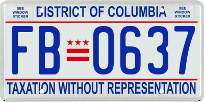 DC license plate FB0637