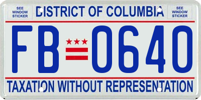 DC license plate FB0640