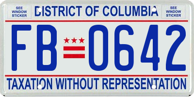 DC license plate FB0642