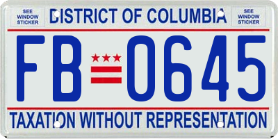 DC license plate FB0645