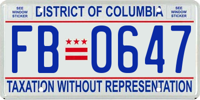 DC license plate FB0647